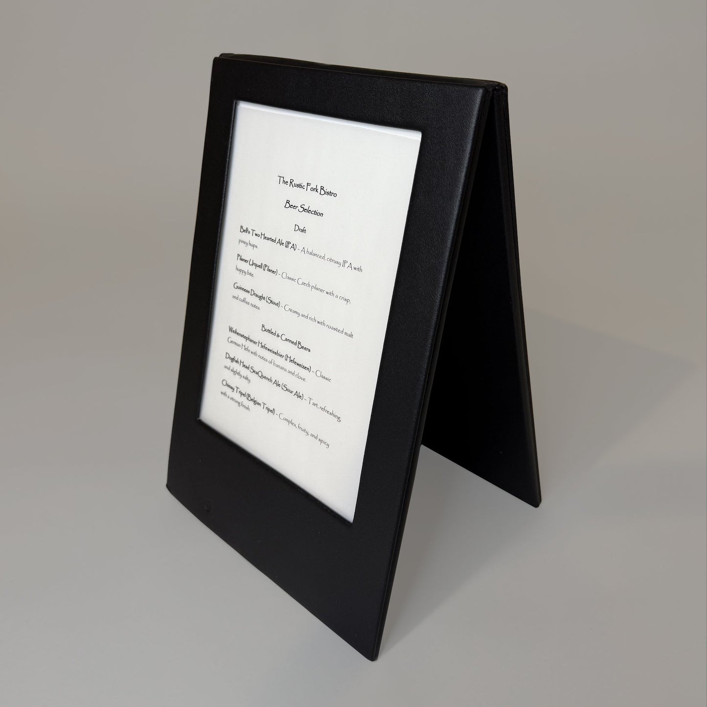 Backlit LED Table Tent Menu